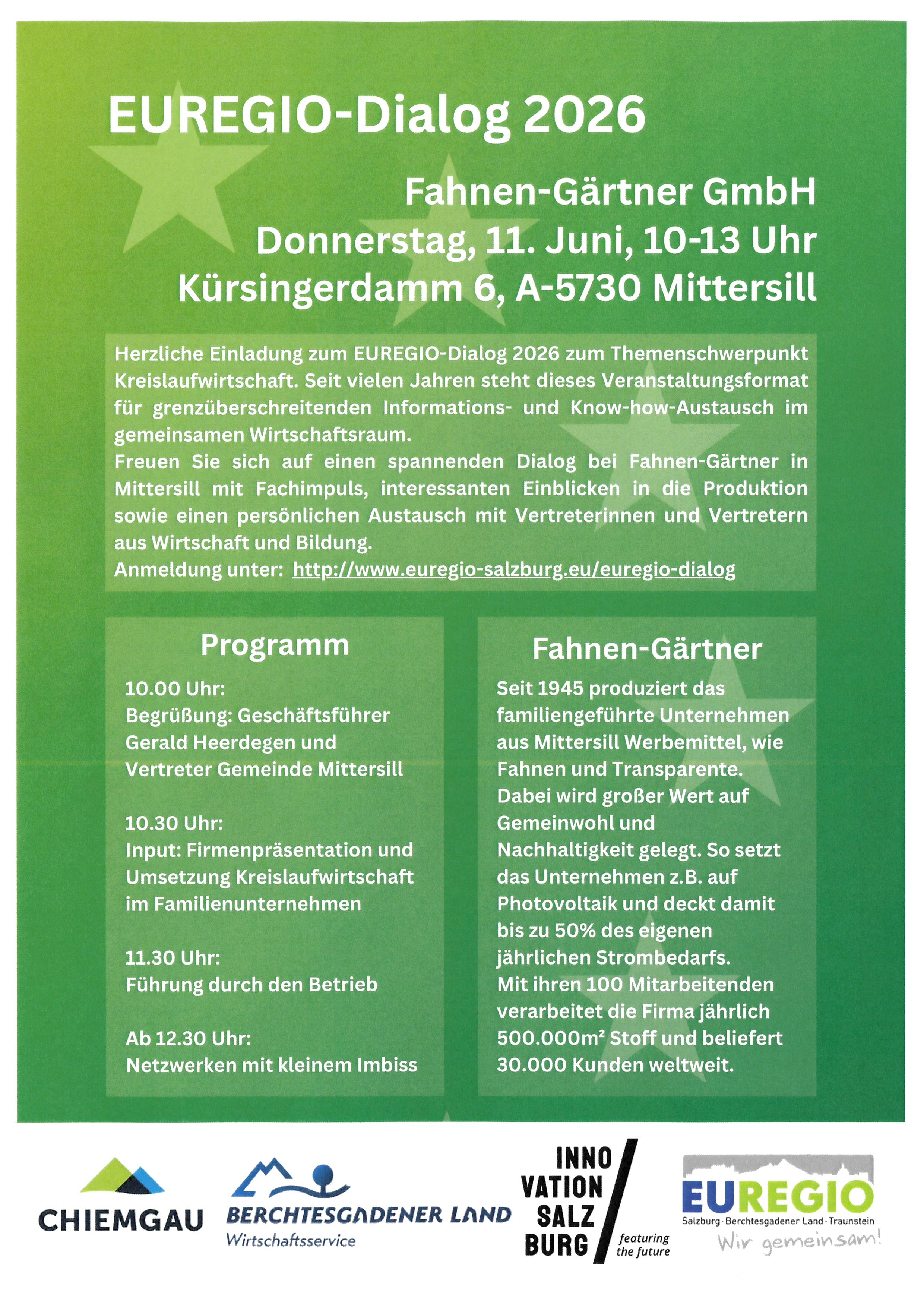 EUREGIO Dialog 2026 - Einladung Fahnen G&auml;rtner