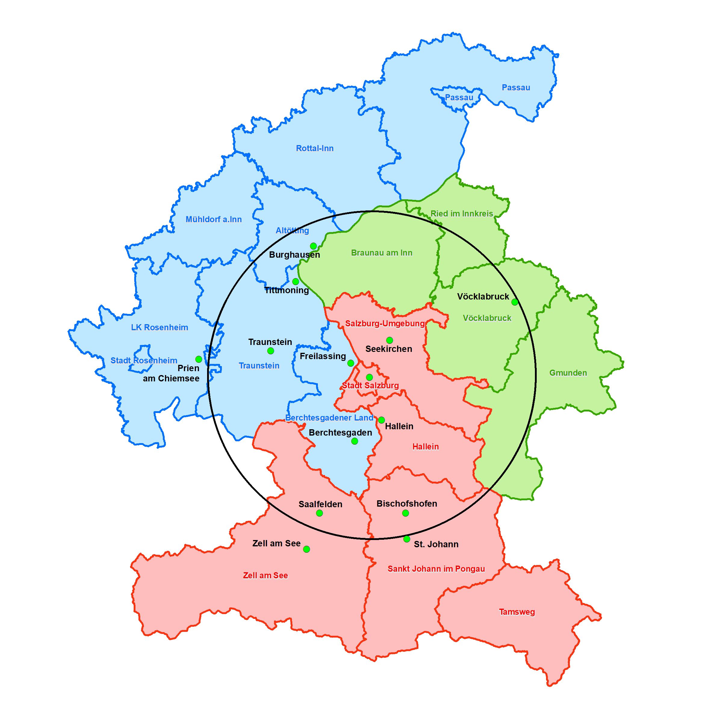 Regionalstadtbahn - Karte EUREGIO-Rat Quelle: SAGIS und Salzburger Regionalstadtbahn Regionalstadtbahn - Karte EUREGIO-Rat Quelle: SAGIS und Salzburger Regionalstadtbahn
